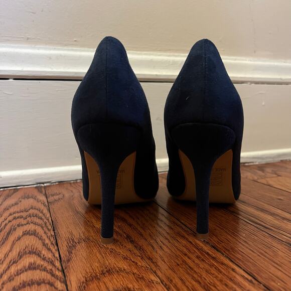 Blue Suede Stiletto Pumps Size 8 Almond Toe 4in Heel Leather Insole Corpcore - Picture 8 of 16